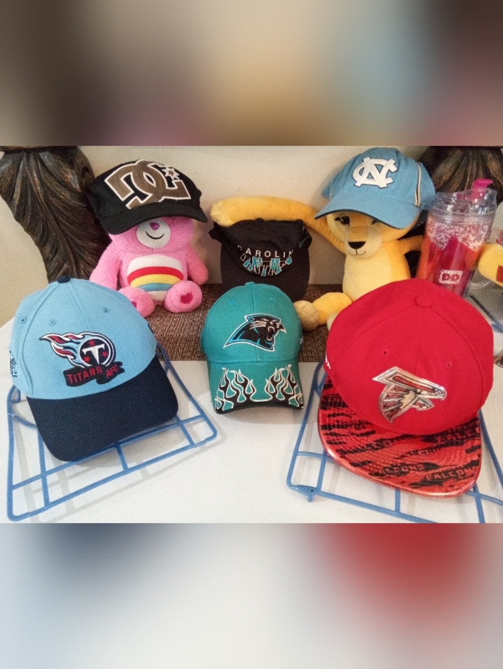 6 NFL College Team Sport Hats NC Tarheels Panthers Falcons Titans DC Fitted Snap